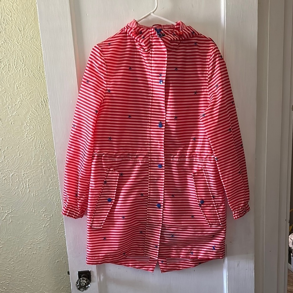 Joules Red and White Striped Raincoat